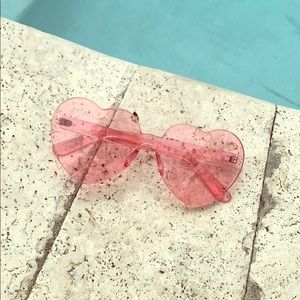 Transparent Pink Heart-Shaped Sunglasses